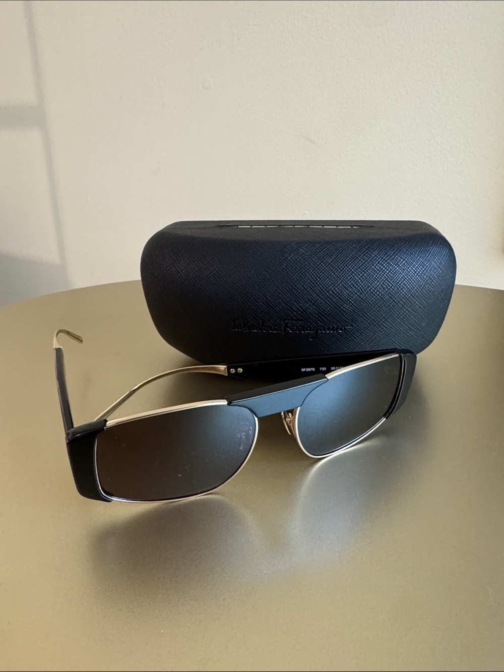 Salvatore Ferragamo Black and Gold Sunglasses